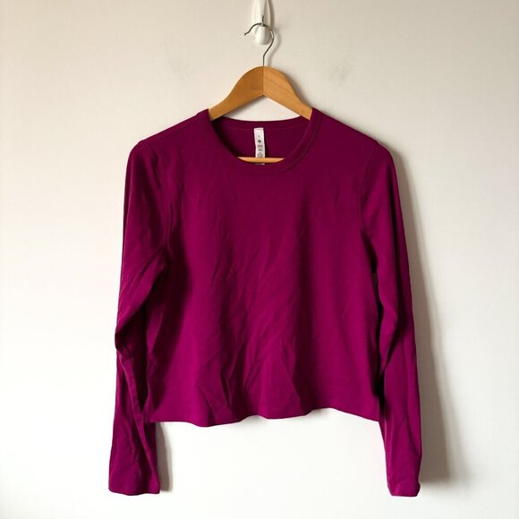 Lululemon Classic-Fit Cotton-Blend Long-Sleeve Shirt Magenta Purple Size 6 - Picture 3 of 6